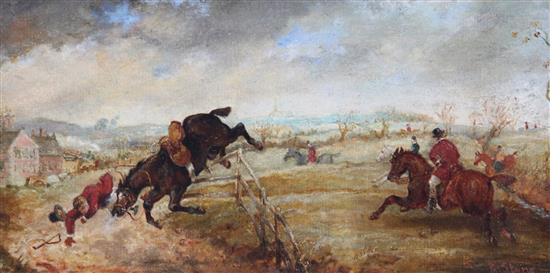Rudolf Stone (19th century), Taking A Fall 7 x 14in.